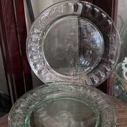 Cola Cola Green Salad Plated  Green Glass Only 3plates