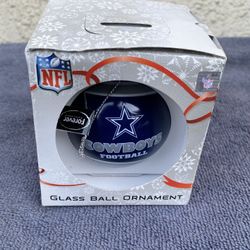 Christmas NFL Dallas Cowboys Football Team Logo Glass Ball Ornament.