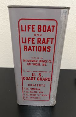 Vintage 1944 World War II US coast Guard Life Boat & Raft Rations