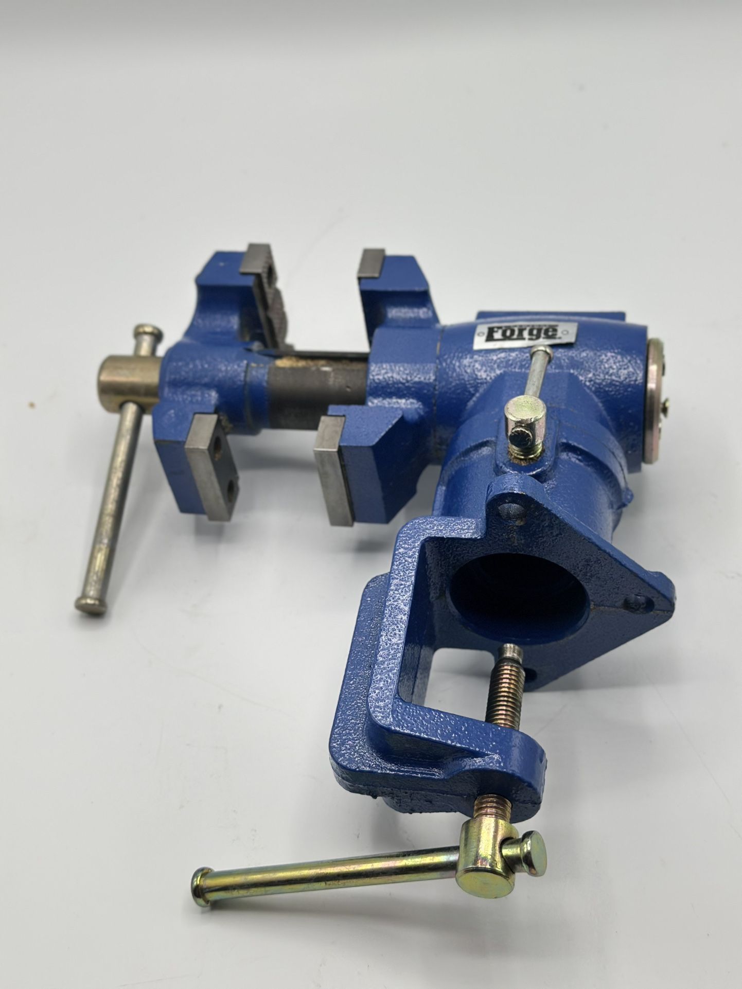 Small Forge Bench Vise – Swivel Base, Clamp-On – Great Condition