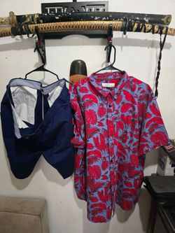 Men’s Big & Tall Summer Outfit Set - Tommy Hilfiger Shorts (42) & 3X Tropical Shirt