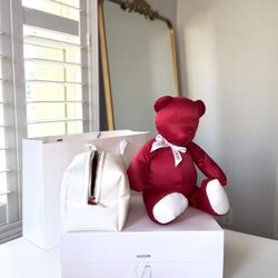 Handcrafted Gift Set: Teddy Bear and Handmade Cosmetic Bag