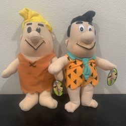 The Flintstones Fred & Barney Plush Dolls made by Play by Play New W/ Tag