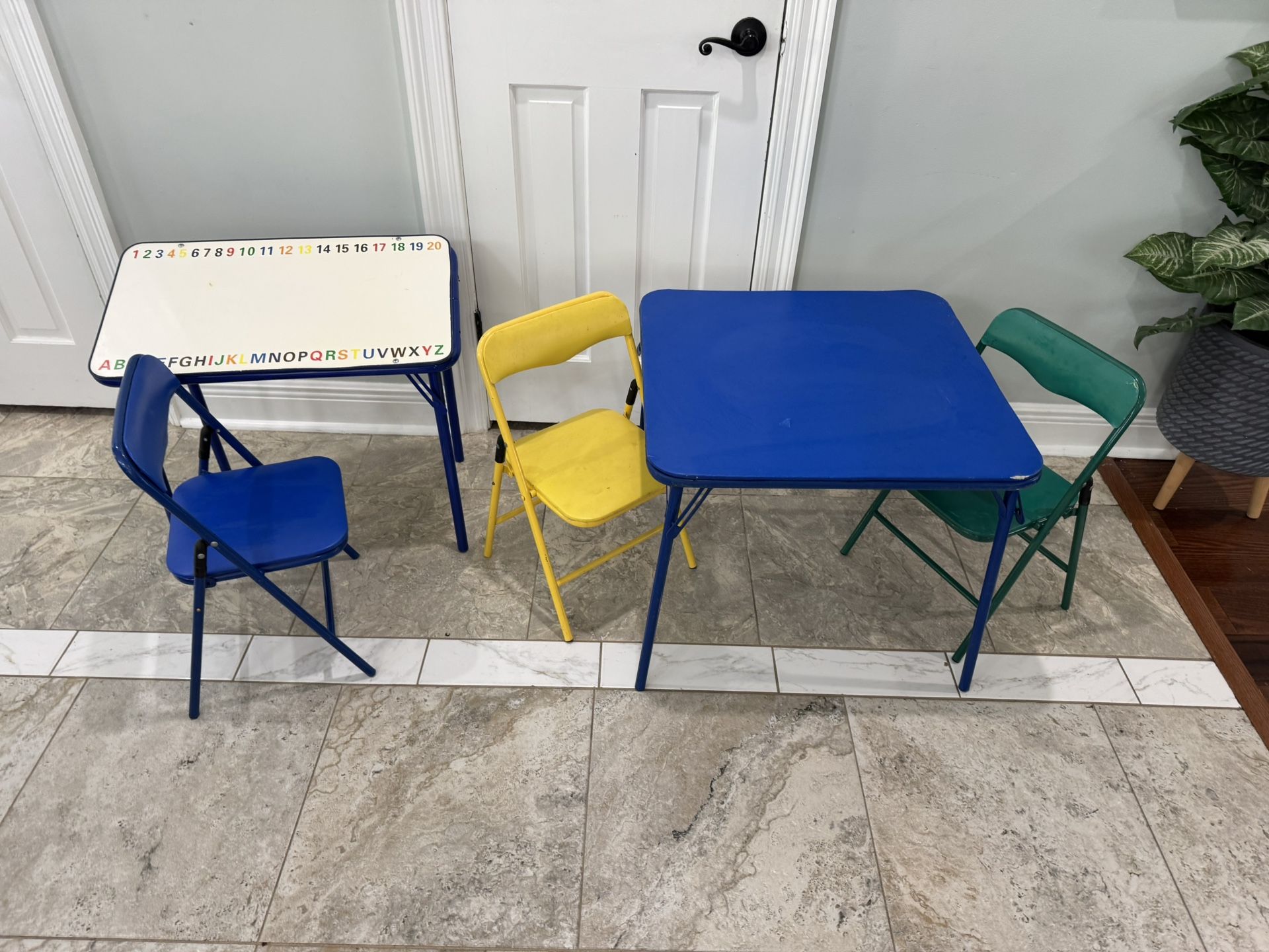 Folding kids chairs and tables Everything $45 each table with separate $25