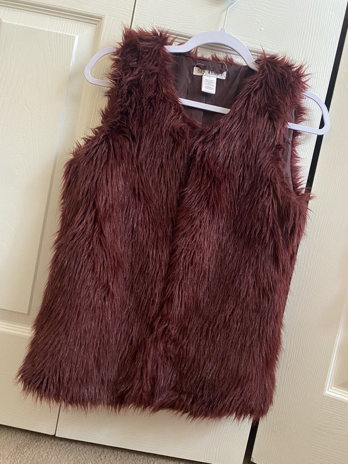 Burgundy Faux Fur Vest