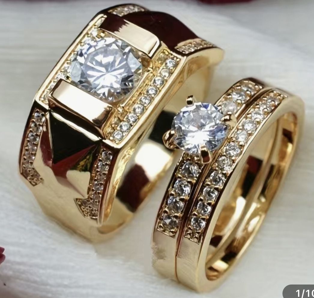 *SALE* ❤️ 3 PC Couples Wedding Engagement Created White Sapphire Rings
