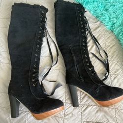 Knee High Black Costume Boots
