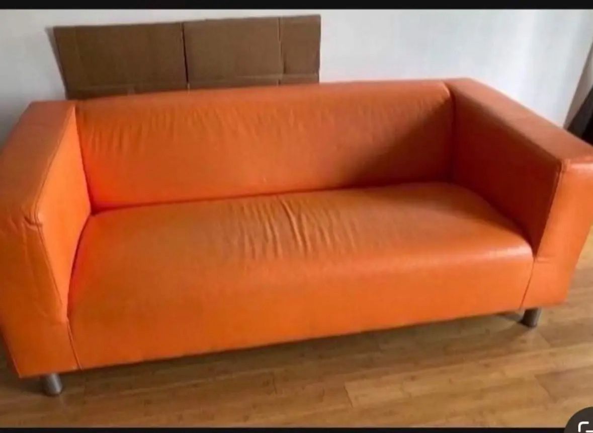 Orange Couch With Grey Cover Take As Is Price Is Firm