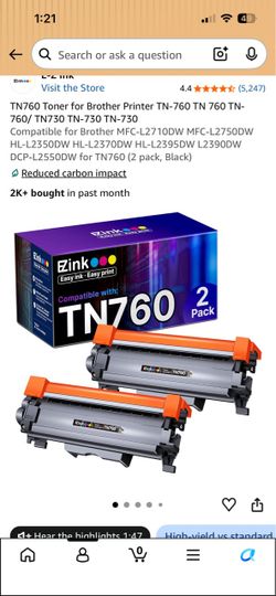 E-Z Ink TN760 Toner Cartridge 2 Pack | New Unopened