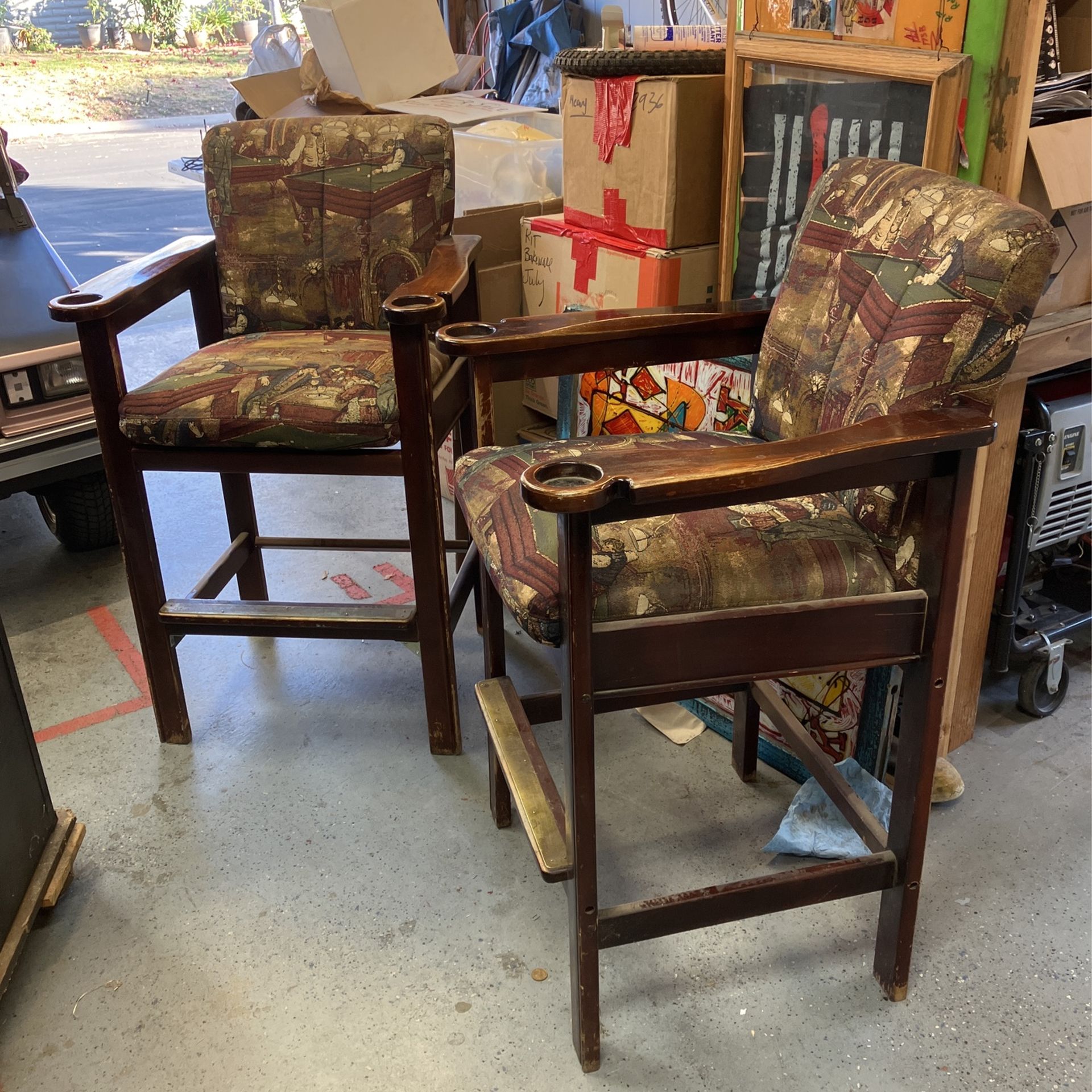 2 Pool Table Bar Stools With Tilting Seats. 45 High By 25 Deep for Sale