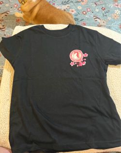 Black Baseball Graphic T-Shirt with Cherry Blossoms
