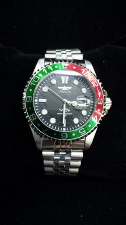 Invicta Men's 43mm Pro Diver HAMMERHEAD Red/Green Silver Tone Bracelet 200m Watch
