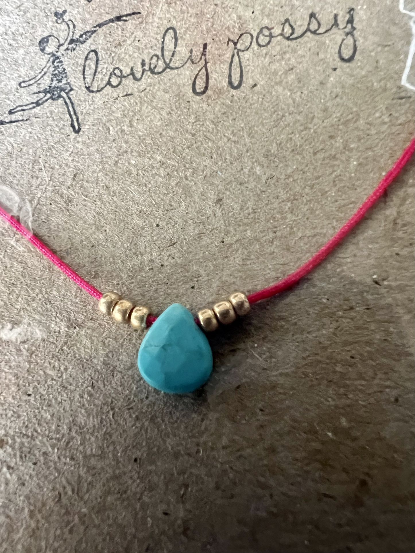 Turquoise Faceted Drop Thread Necklace