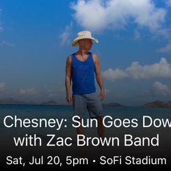 Two Tickets To Kenny Chesney With Zac Brown Band + Parking