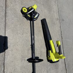 Ryobi 18 V Blower And Weedeater And 40 V Mower Self Propel