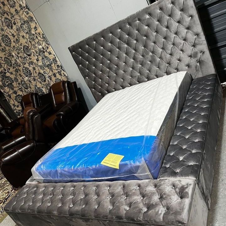 $599 Queen/$629 King Velvet Storage Bed Frame With Storage 
