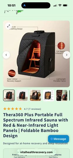Brand New Thera360 Plus Portable Full Spectrum Infrared Sauna with Red & Near-Infrared Light Panels | Foldable Bamboo Design