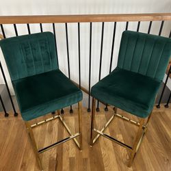 Mid-century Modern Velvet Stools (set of 2)