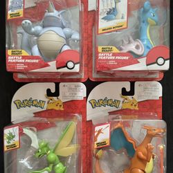 Pokemon Battle Feature Deluxe Action Figures Rhydon, Lapras, Scyther, Charizard