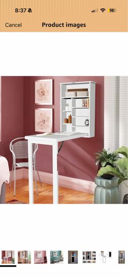 New in box Fold Out Convertible Wall Mount Desk White Home Office Writing Desk Fold Out Desk with Storage Fold-Out Convertible Desk