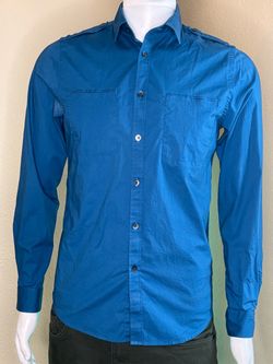 Men's Teal Button-Up Long Sleeve Shirt Express