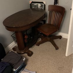 Antique Oval Table With Swivel Chair
