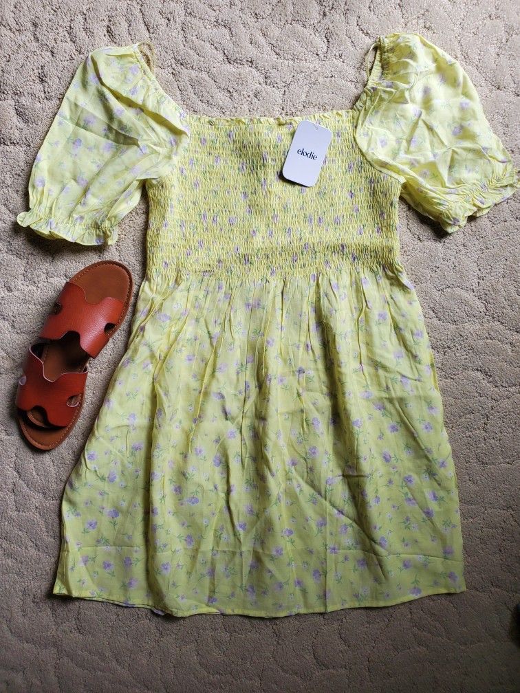 BNWT Elodie yellow print dress | Large
