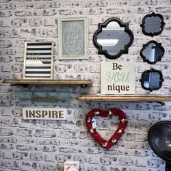 wood signs, mirrors, shelves 