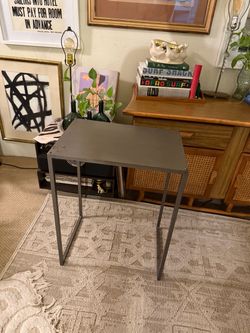 West elm minimalist grey silver metal rectangular side end table modern industrial style