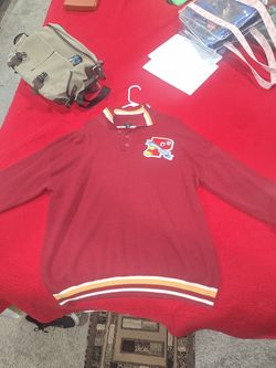 Rare Disney Winnie The Pooh Vintage Knit Rugby Style RED Sweater XL Men's