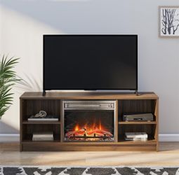 Mainstays Fireplace TV Stand, for TVs up to 55", Walnut