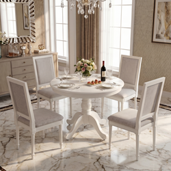 Homy Casa ZUHAYR 5PC Dining Set 36" Round Table with 4 ZAKIR Upholsted Dining Chairs, Open Box