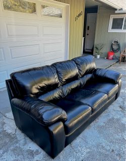 Free delivery - Authentic Black Leather 3-Seat Sofa