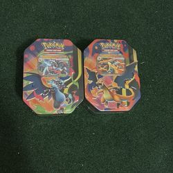 Pokemon TCG Lot Of 2 Mega Charizard X & Y Tin New Sealed In Hand