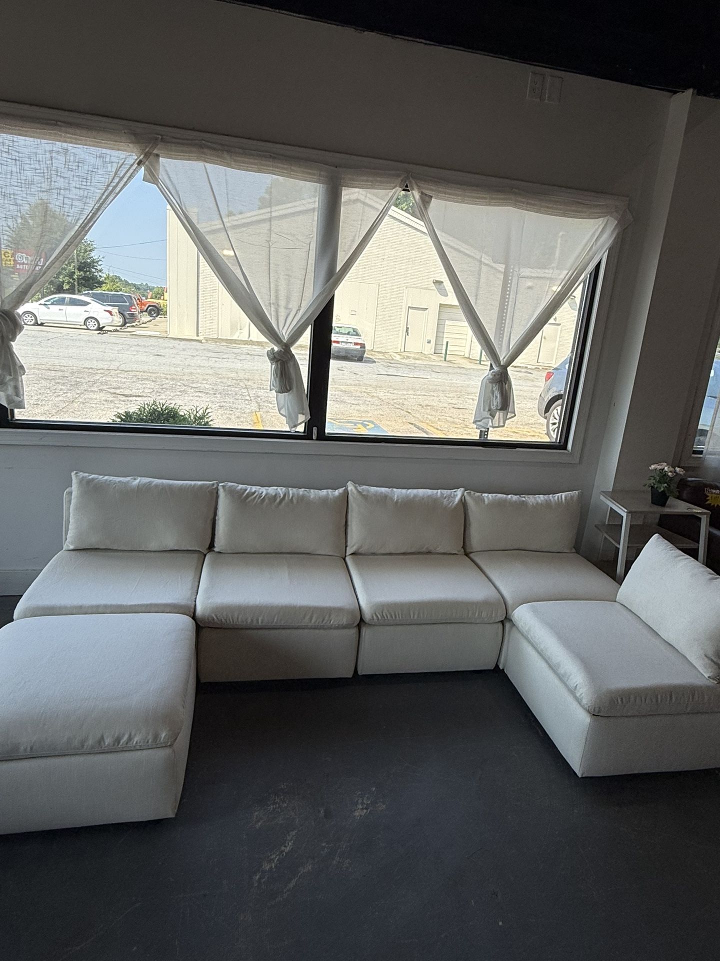 🔥Set of 6🔥Modern and comfortable oversized cloud cushioned sectional sofa without armrests with storage space, chenille fabric convertible freestyle