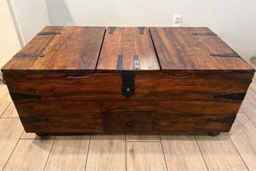 Crate & Barrel  Wood Taka Coffee Table Trunk
