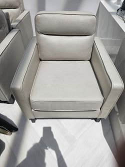 4 -Light Gray Leather Accent Chair