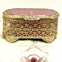 Vintage gilt musical jewelry box 