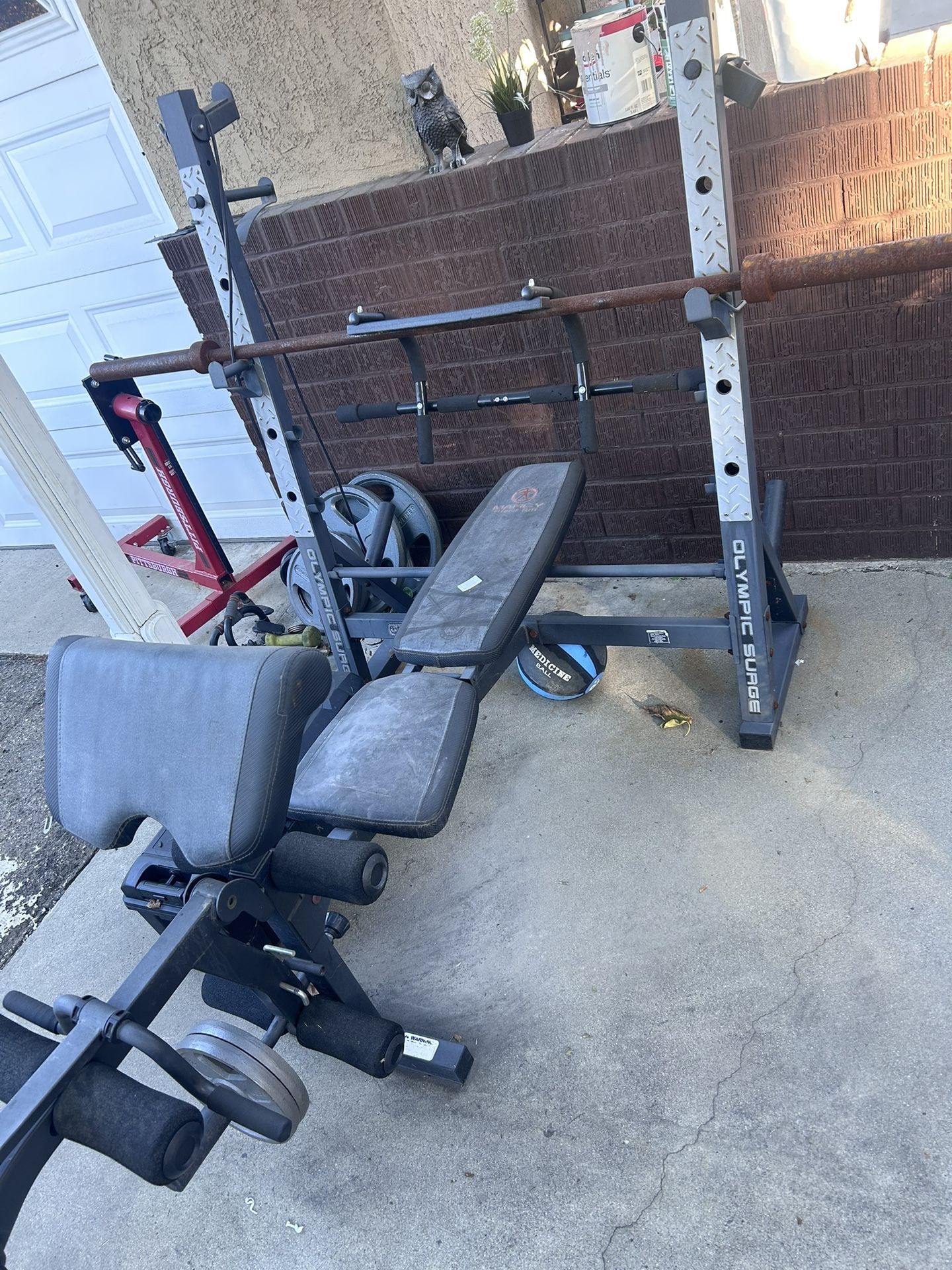 Bench Press And Weight Set.