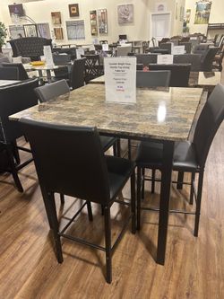 Counter Height Faux Marble Top Dining