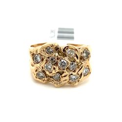 10k Gold Diamond Nugget Ring .5ctw 5grams Size 7 3/4  139078 1
