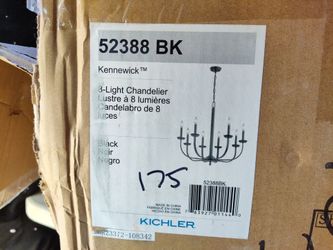 Kichler kennewick 27" 8 light chandelier pendant light fixture in black