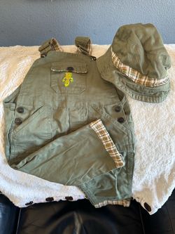 Like New: Starting Out 24 mo. Bib Overalls w Coordinating & Reversible Hat
