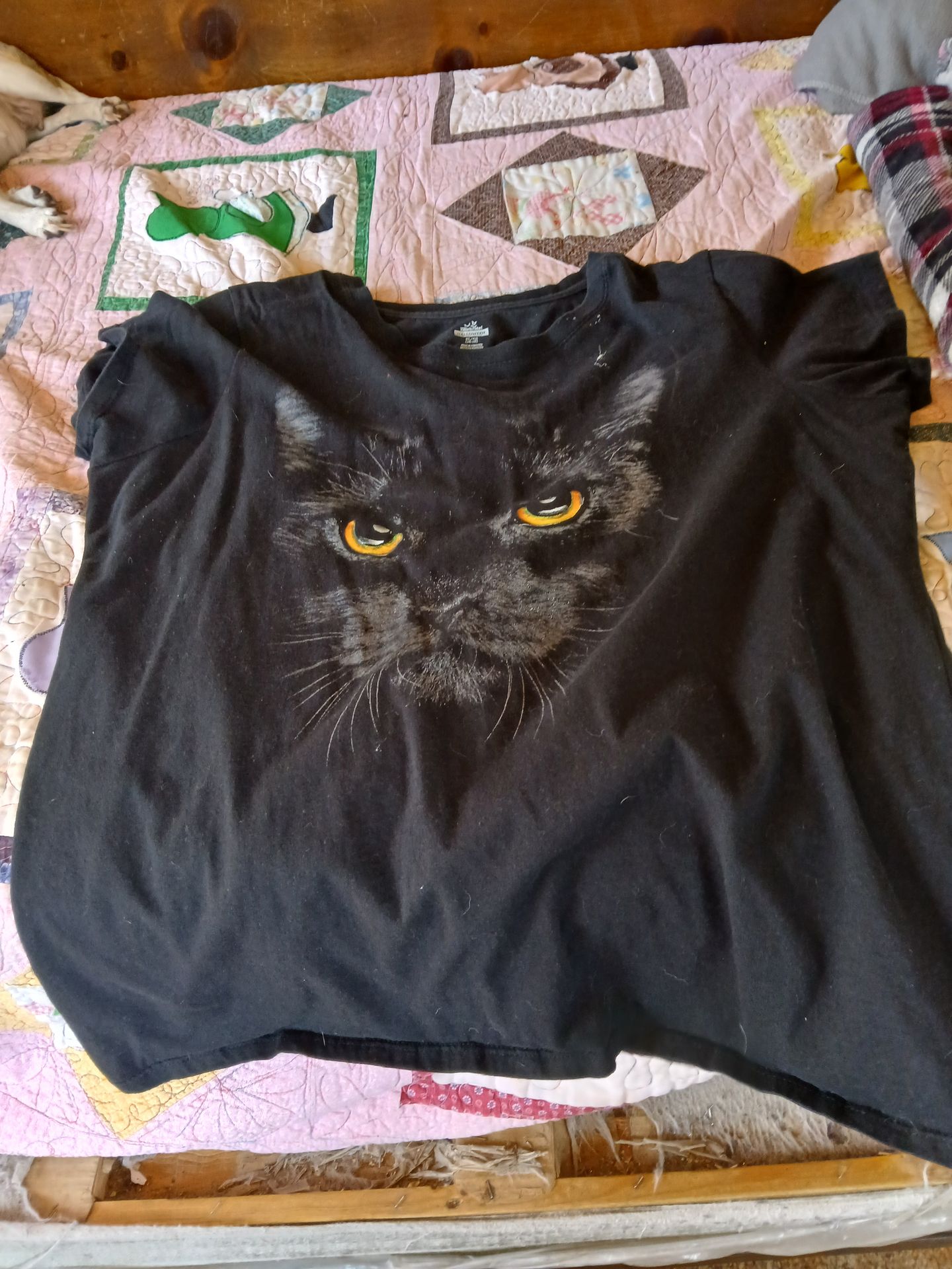 Xlg black t shirt with cat face