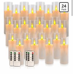 Flameless LED Pillar Candles with Remote 24 Pack and 12 pack