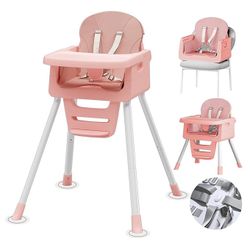 New In Box Portable High Chairs for Babies and Toddlers, Convertible Baby Feeding Chair with Tray, Easy Clean High Chair for Toddler with Foot Rest, I