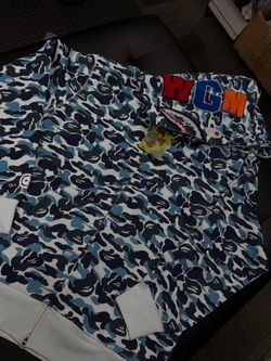 BAPE WGM Shark Full Zip Hoodie Blue Camo