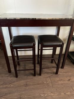 High-top Table For Small Spaces With Two Stools Table Dimensions 42”wide 36” High 22” Deep