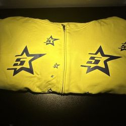 2023 Sp5der Double Layer 5 Star Zip Hoodie 'Yellow'