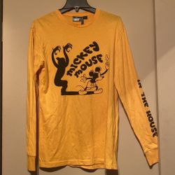 Disney Mickey Mouse Yellow Long Sleeve Shirt - Small